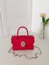 Mini Crocodile Embossed Twist Lock Square Bag