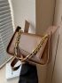 Chain Decor Flap Saddle Bag