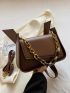 Chain Decor Flap Saddle Bag