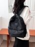 Letter Patch Decor Functional Backpack