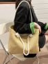 Medium Straw Bag Minimalist Double Handle For Vacation