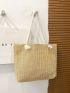 Medium Straw Bag Minimalist Double Handle For Vacation