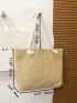 Medium Straw Bag Minimalist Double Handle For Vacation