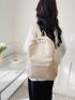 Letter Patch Classic Backpack With Shopper Bag Casual Style