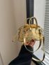 Mini Metallic Crocodile Embossed Drawstring Design Bucket Bag