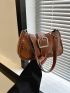 Buckle Decor Chain Baguette Bag