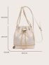 Quilted Pattern Crossbody Bag White Bucket Bag For Work & Office