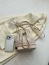 Quilted Pattern Crossbody Bag White Bucket Bag For Work & Office