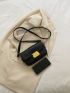 Mini Crocodile Embossed Push Lock Flap Square Bag