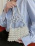 Faux Pearl Beaded Shoulder Bag