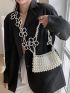 Faux Pearl Beaded Shoulder Bag