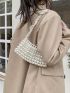 Faux Pearl Beaded Shoulder Bag