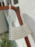 Faux Pearl Beaded Shoulder Bag