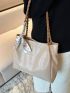 Crocodile Embossed Twilly Scarf Decor Shoulder Tote Bag