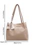 Crocodile Embossed Twilly Scarf Decor Shoulder Tote Bag