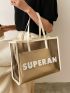 Clear Letter Graphic Shoulder Tote Bag With Inner Pouch