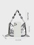 Letter Patch Decor Chain Hobo Bag