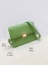 Mini Crocodile Embossed Metal Lock Flap Square Bag