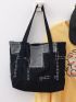 Colorblock Large Capacity Shopper Bag