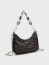 Letter Patch Decor Chain Hobo Bag