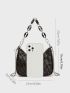 Letter Patch Decor Chain Hobo Bag