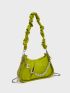 Moon Decor Chain Ruched Bag