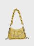 Moon Decor Chain Ruched Bag