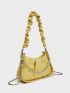 Moon Decor Chain Ruched Bag