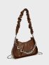 Moon Decor Chain Ruched Bag