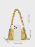 Moon Decor Chain Ruched Bag