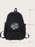 Men Letter Graphic Release Buckle Decor Functional Backpack