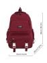 Release Buckle & Letter Patch Decor Classic Backpack