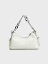 Crocodile Embossed Chain Decor Hobo Bag