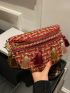 Plaid Pattern Tassel Decor Fanny Pack