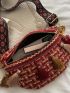 Plaid Pattern Tassel Decor Fanny Pack