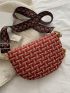 Plaid Pattern Tassel Decor Fanny Pack