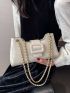 Buckle Decor Chain Baguette Bag