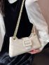 Buckle Decor Chain Baguette Bag