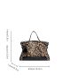 Leopard Pattern Tassel Decor Top Handle Bag