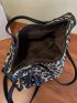 Leopard Pattern Tassel Decor Top Handle Bag