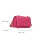 Mini Neon Pink Chevron Quilted Chain Decor Flap Square Bag