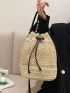 Mini Drawstring Design Straw Bag