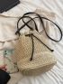 Mini Drawstring Design Straw Bag