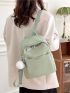 Letter Decor Classic Backpack With Pompom Charm