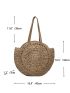 Simple Large Capacity Tote Straw Bag, All-Match Travel Storage Bag, Trendy Beach Bag Hollow Out Straw Bag