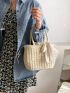 Minimalist Drawstring Straw Bag