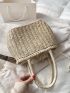 Minimalist Drawstring Straw Bag