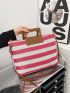 Striped Pattern Straw Bag