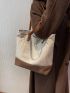 Two Tone Shoulder Tote Bag