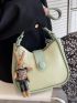 Contrast Binding Bucket Bag With Bag Charm